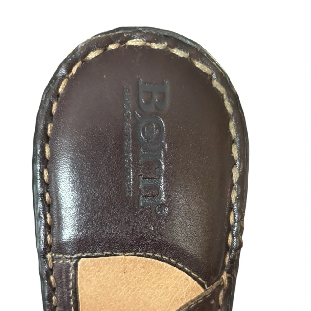 Born Y2K Platform Wedge Pebbled Brown Leather Sandals Size 8